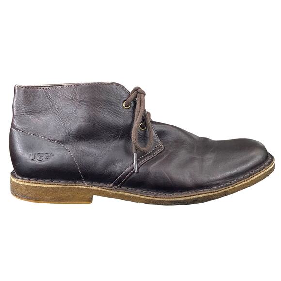 UGG Mens Leighton Brown Leather Chukka Boot Size US 10 - Picture 1 of 11